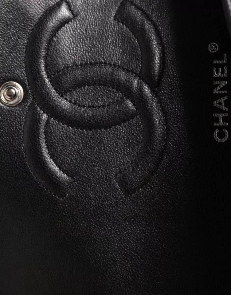 Chanel Black Caviar Medium Classic Double Flap Shoulder Quilted Silver Bag - Hilstor