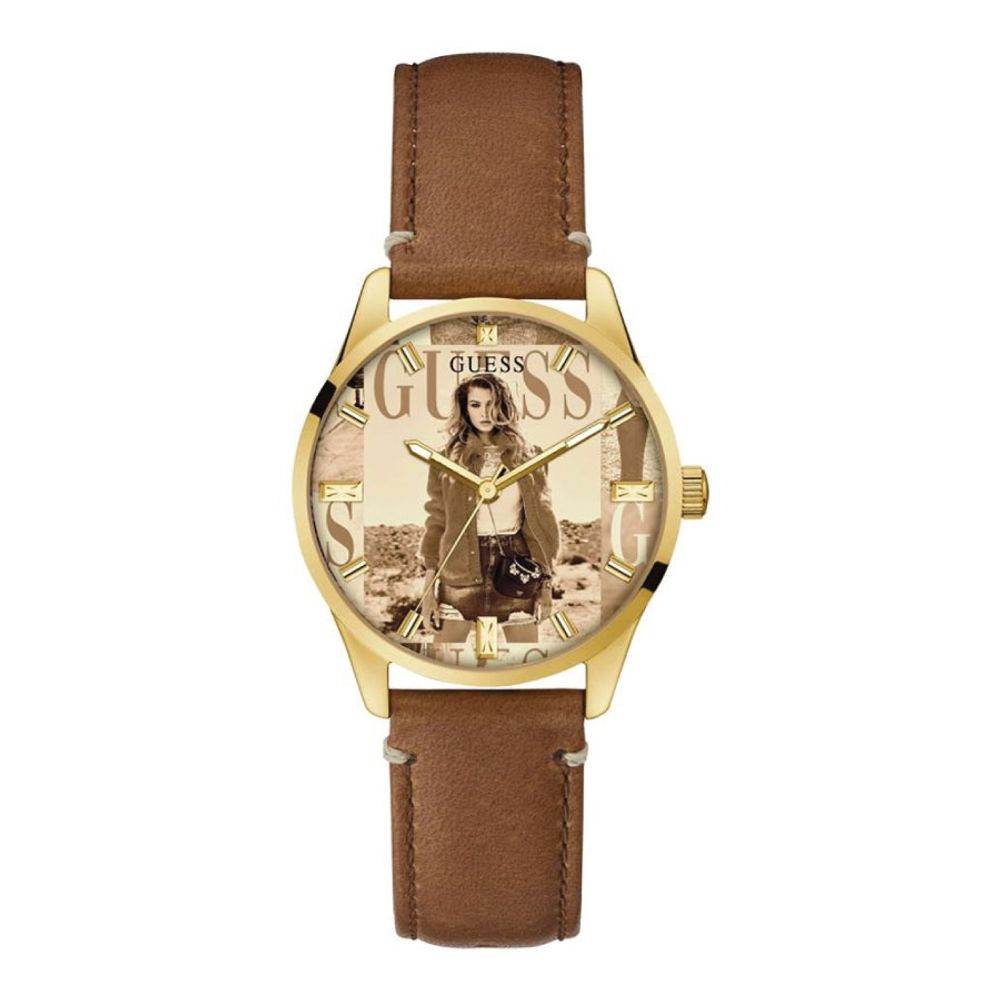 Guess Brown Leather Watch - Hilstor