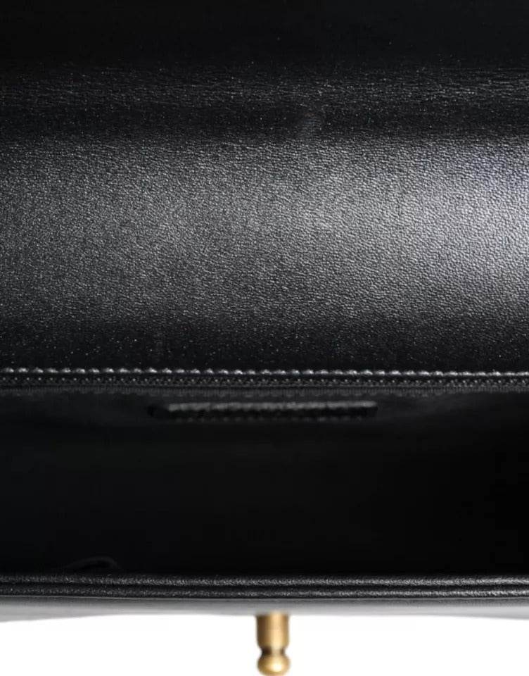Chanel Black Large Lambskin Double Chain Gold Leather Shoulder Bag - Hilstor