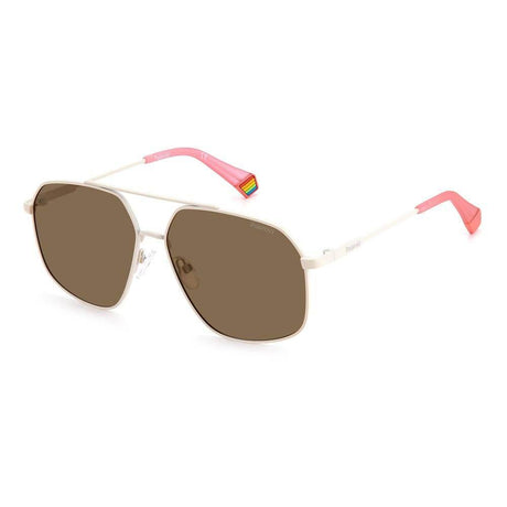 Polaroid Beige Stainless Steel Sunglasses - Hilstor