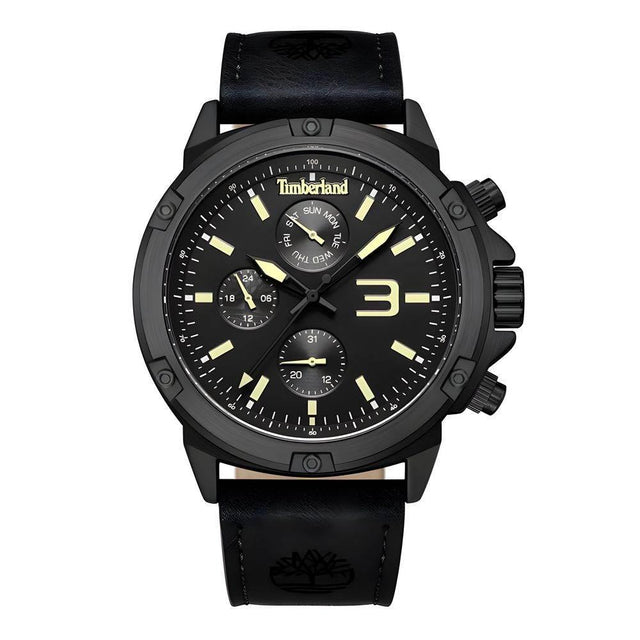 Timberland Black Leather Watch - Hilstor