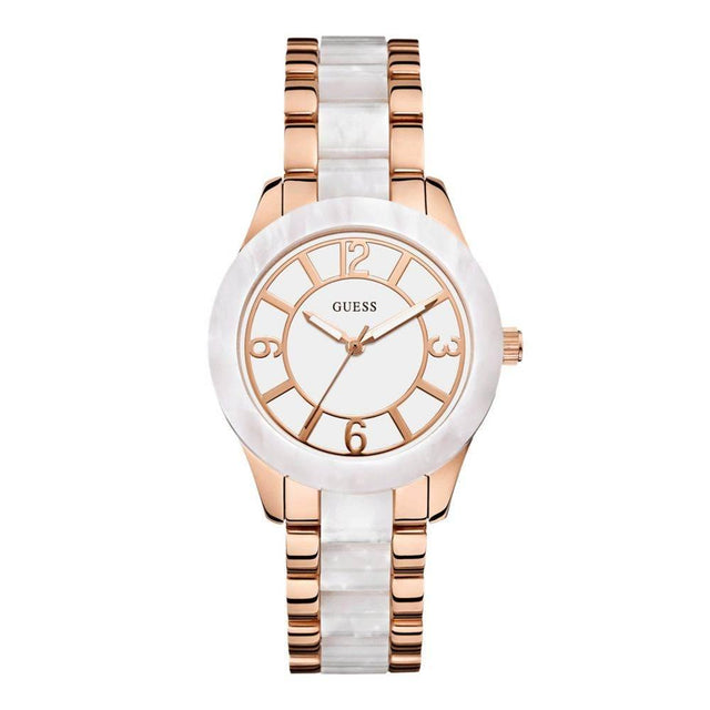 Guess Pink Steel And Polycarbonate Watch - Hilstor