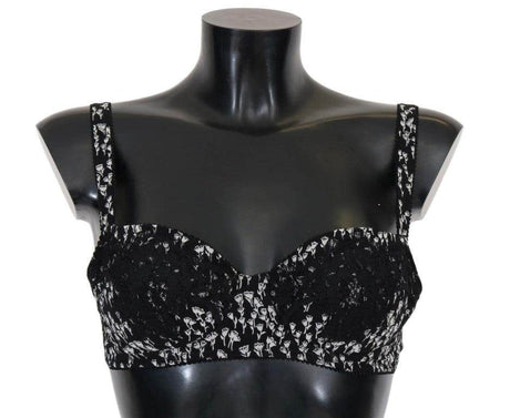Dolce & Gabbana Elegant Black Floral Lace Silk Bra - Hilstor