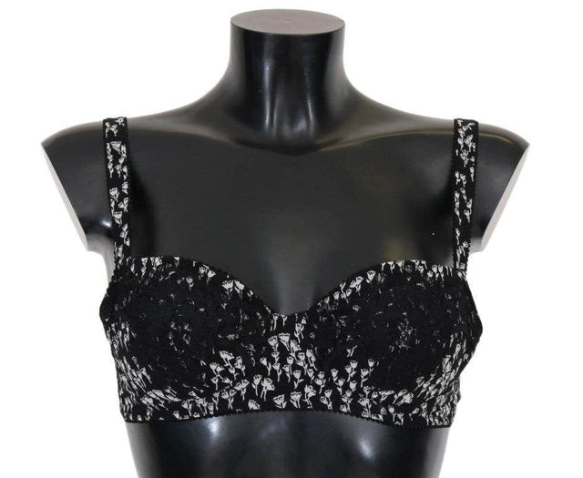 Dolce & Gabbana Elegant Black Floral Lace Silk Bra - Hilstor