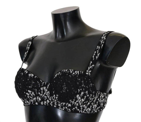 Dolce & Gabbana Elegant Black Floral Lace Silk Bra - Hilstor