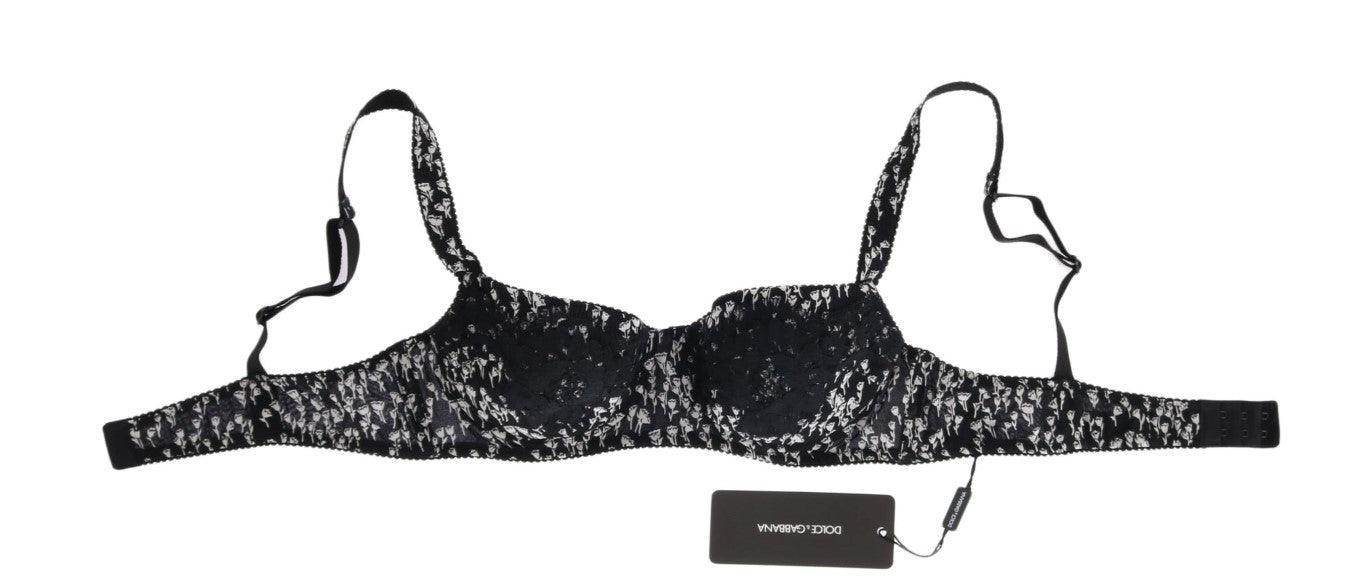 Dolce & Gabbana Elegant Black Floral Lace Silk Bra - Hilstor