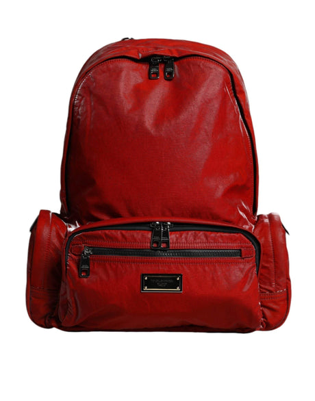 Dolce & Gabbana Red Patent Leather Logo Plaque Backpack Bag - Hilstor