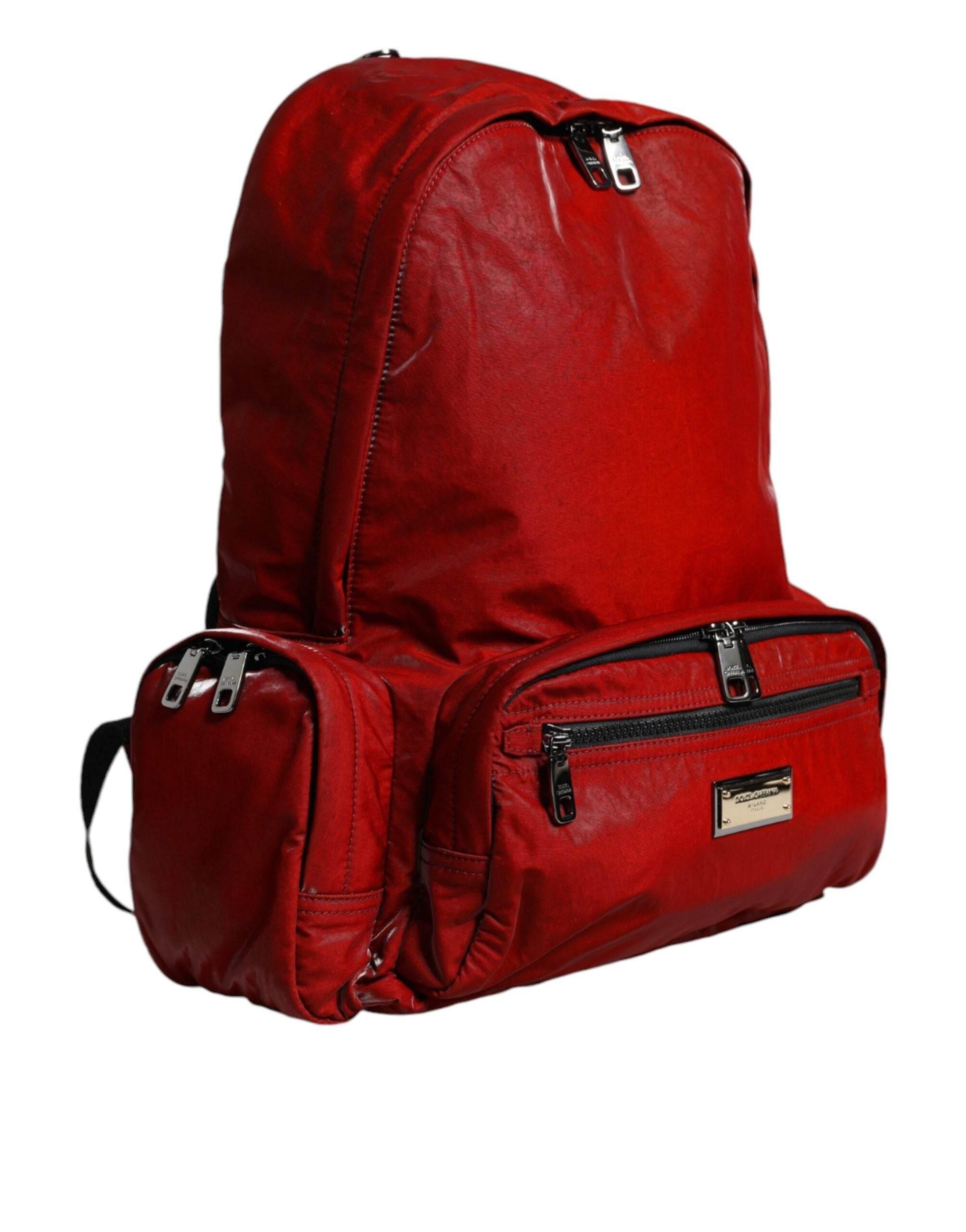 Dolce & Gabbana Red Patent Leather Logo Plaque Backpack Bag - Hilstor