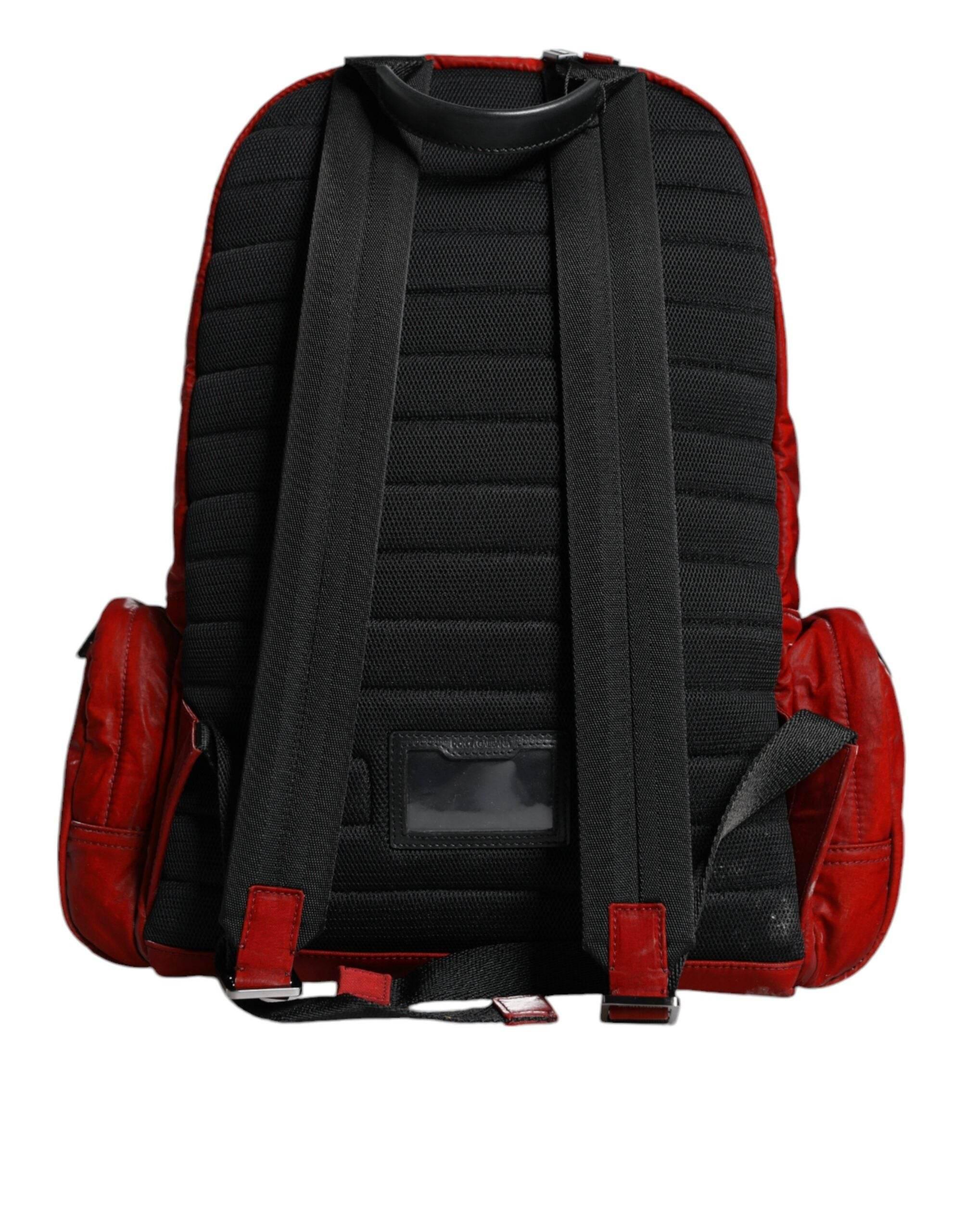 Dolce & Gabbana Red Patent Leather Logo Plaque Backpack Bag - Hilstor
