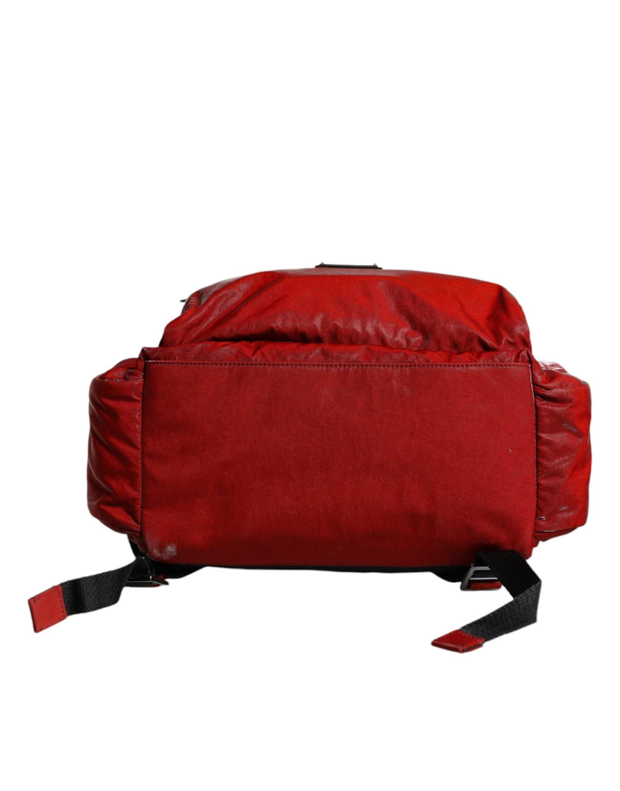 Dolce & Gabbana Red Patent Leather Logo Plaque Backpack Bag - Hilstor