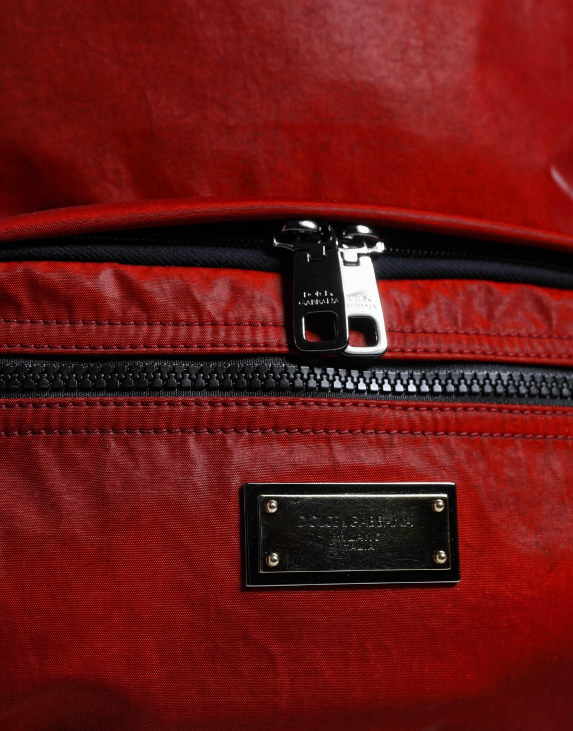 Dolce & Gabbana Red Patent Leather Logo Plaque Backpack Bag - Hilstor