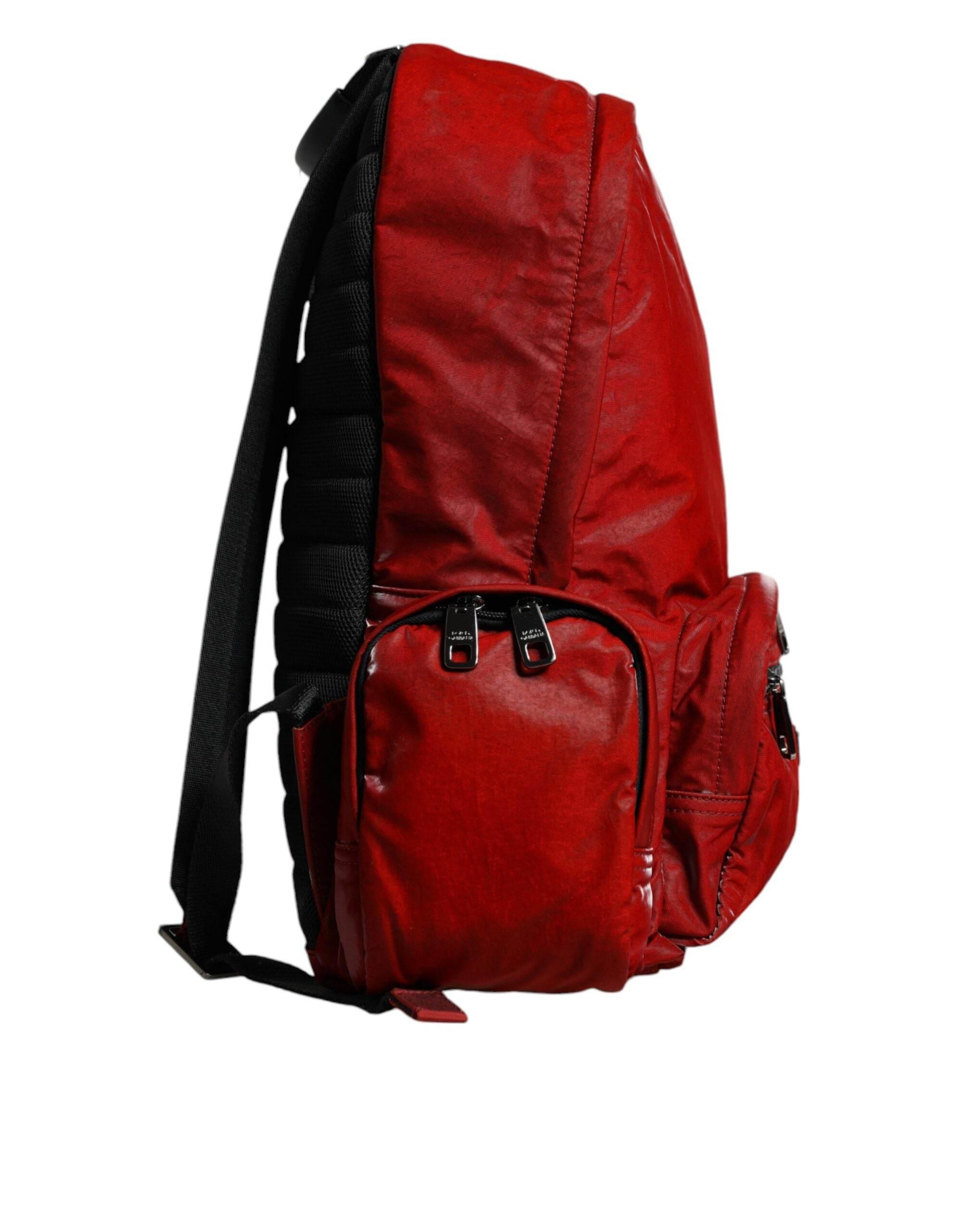 Dolce & Gabbana Red Patent Leather Logo Plaque Backpack Bag - Hilstor