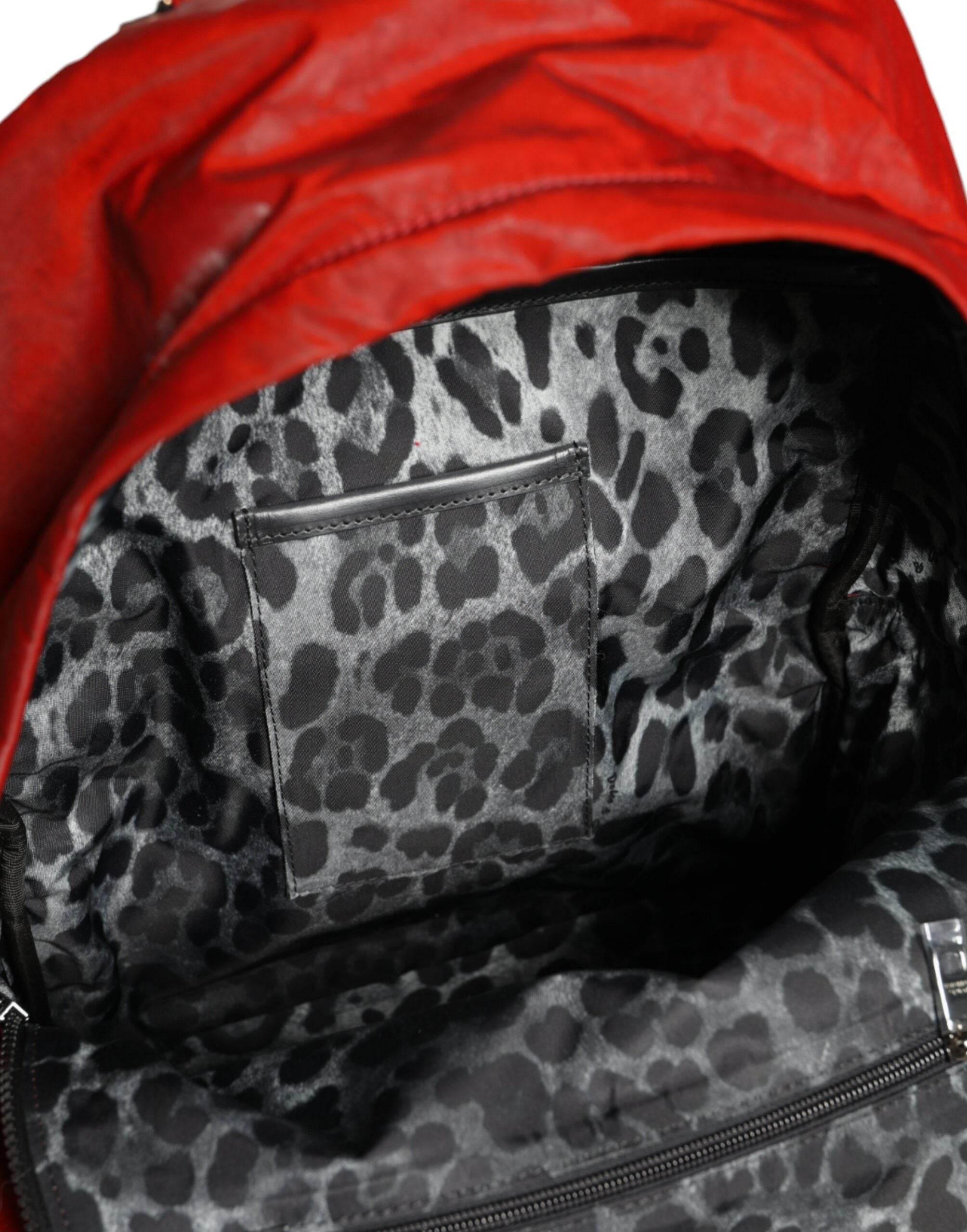 Dolce & Gabbana Red Patent Leather Logo Plaque Backpack Bag - Hilstor