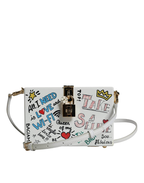 Dolce & Gabbana White Graffiti Print Clutch Crossbody Bag - Hilstor