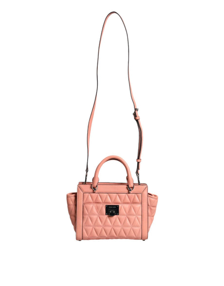 Michael Kors Peach Quilted Leather Logo Crossbody VIVIANNE Messenger Bag - Hilstor