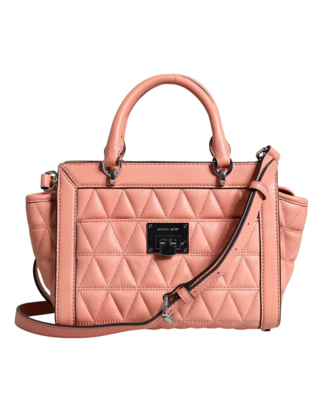 Michael Kors Peach Quilted Leather Logo Crossbody VIVIANNE Messenger Bag - Hilstor