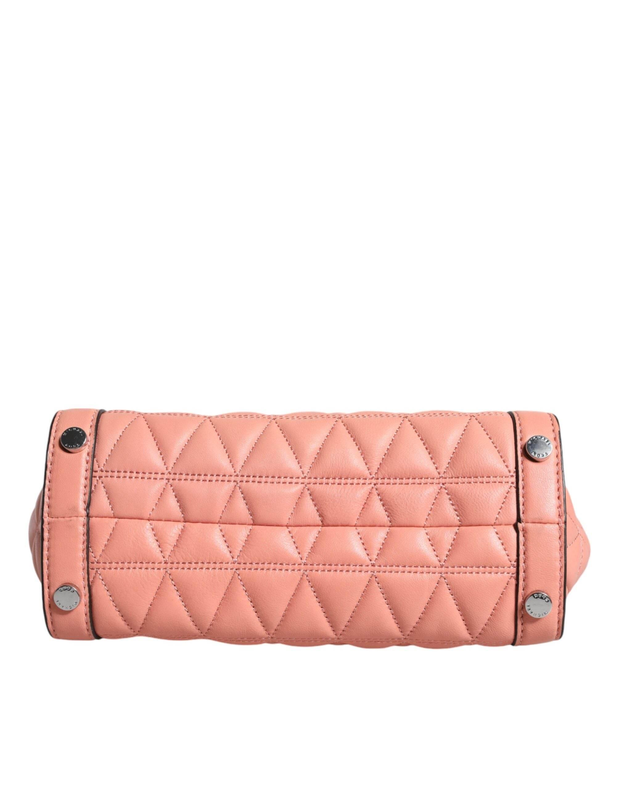 Michael Kors Peach Quilted Leather Logo Crossbody VIVIANNE Messenger Bag - Hilstor
