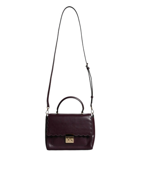 Michael Kors Purple Leather Logo Plaque Crossbody MINDY Satchel Bag - Hilstor