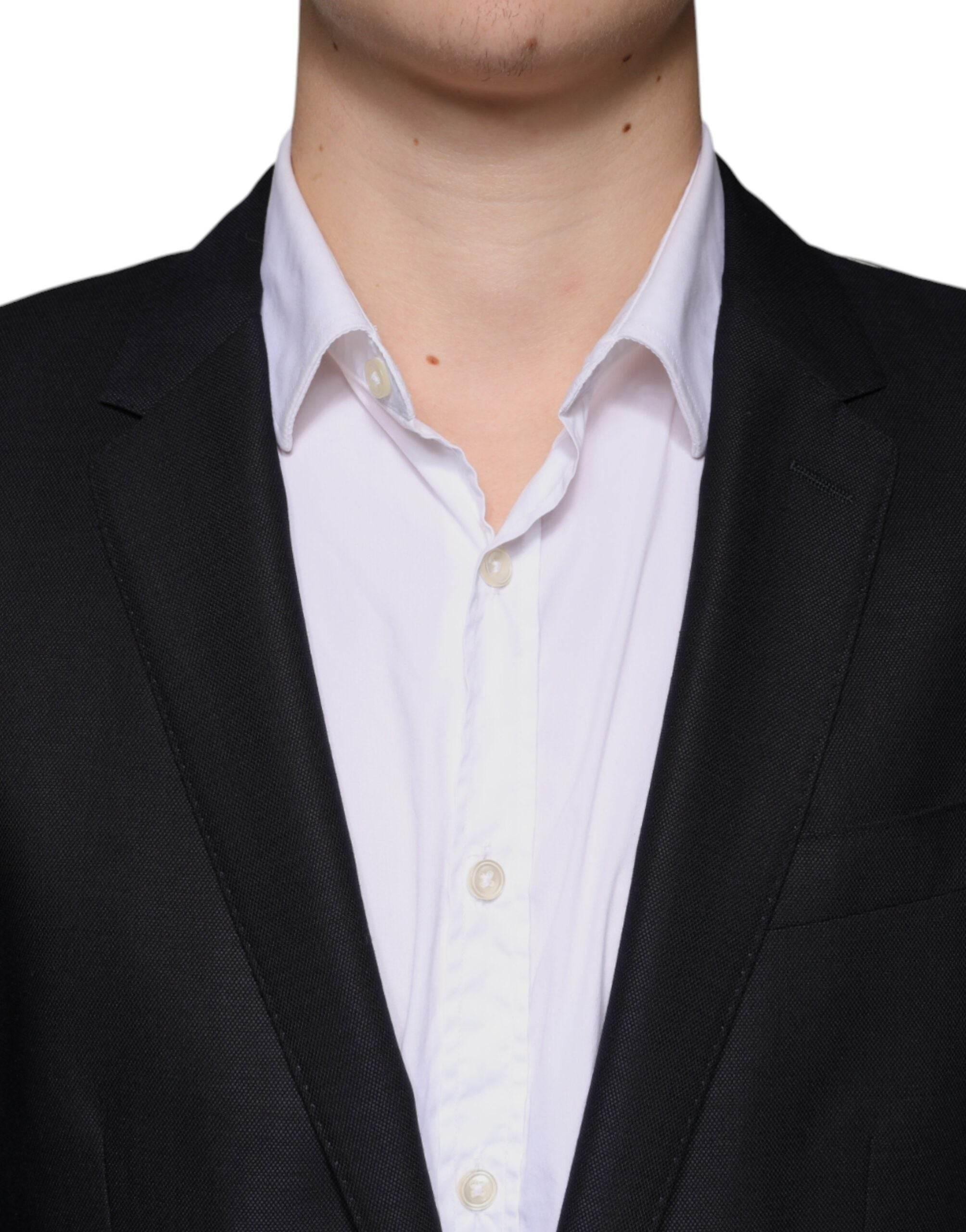 Dolce & Gabbana Dark Blue Wool Single Breasted Dress Coat Blazer - Hilstor