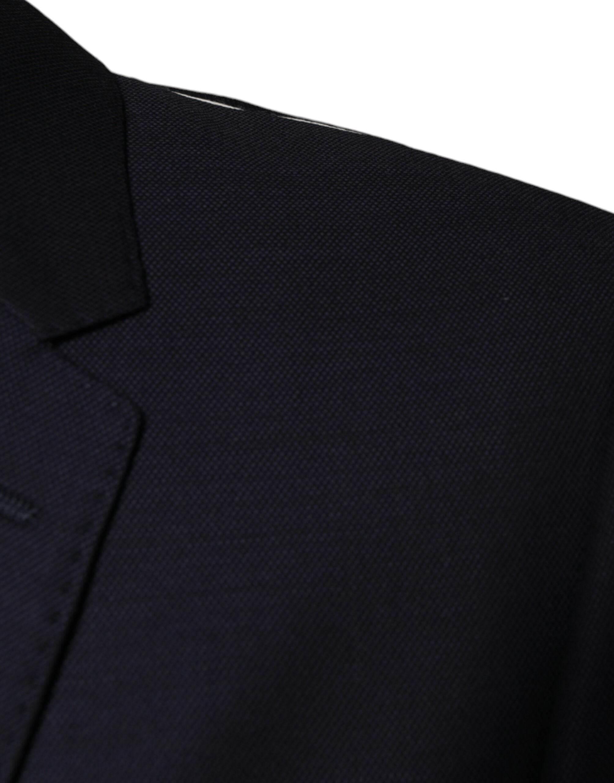 Dolce & Gabbana Dark Blue Wool Single Breasted Dress Coat Blazer - Hilstor
