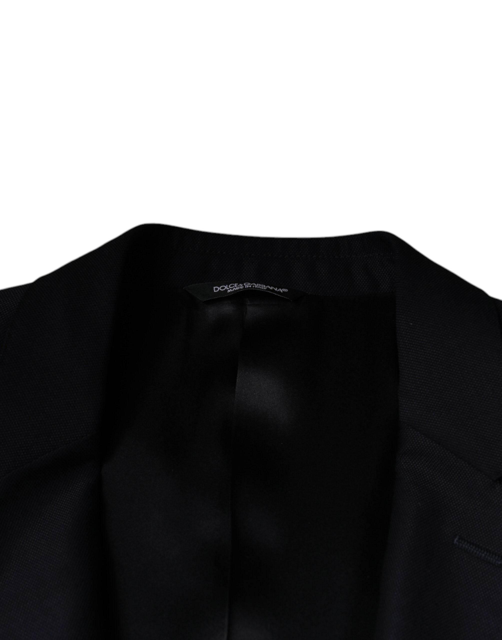 Dolce & Gabbana Dark Blue Wool Single Breasted Dress Coat Blazer - Hilstor