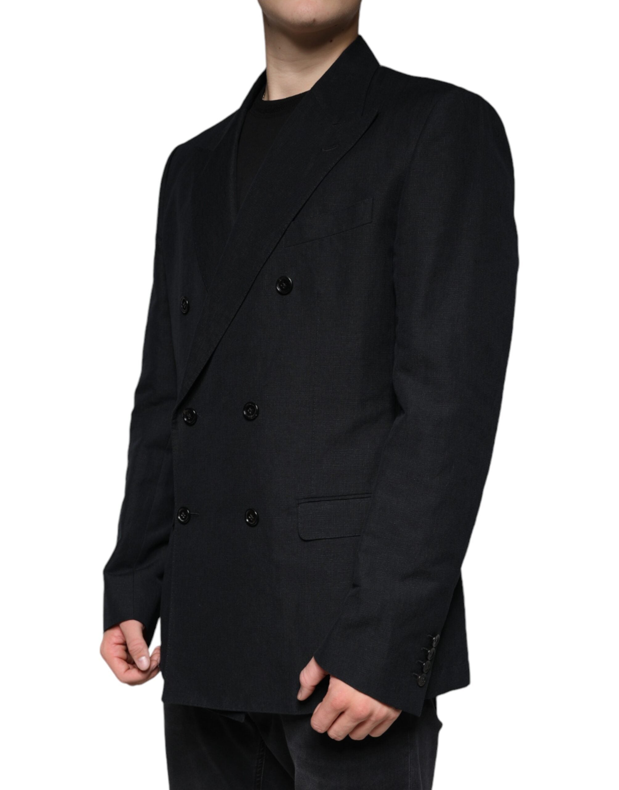Dolce &amp; Gabbana sort linned dobbeltradet kjole blazer