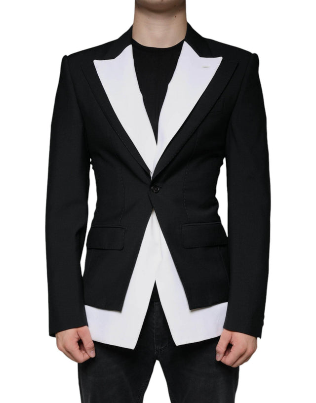 Dolce & Gabbana Black White Single Breasted Dress Blazer - Hilstor