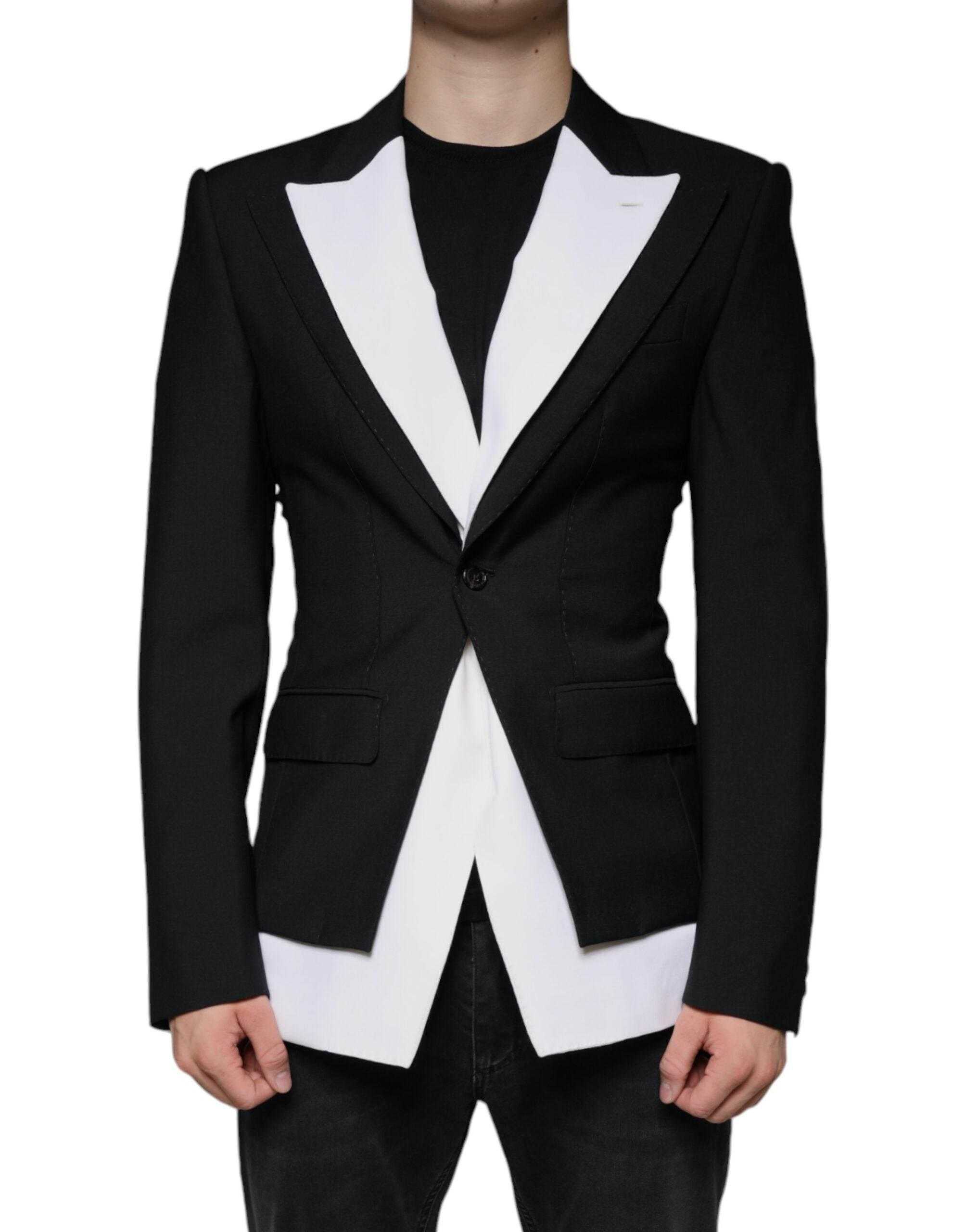 Dolce & Gabbana Black White Single Breasted Dress Blazer - Hilstor