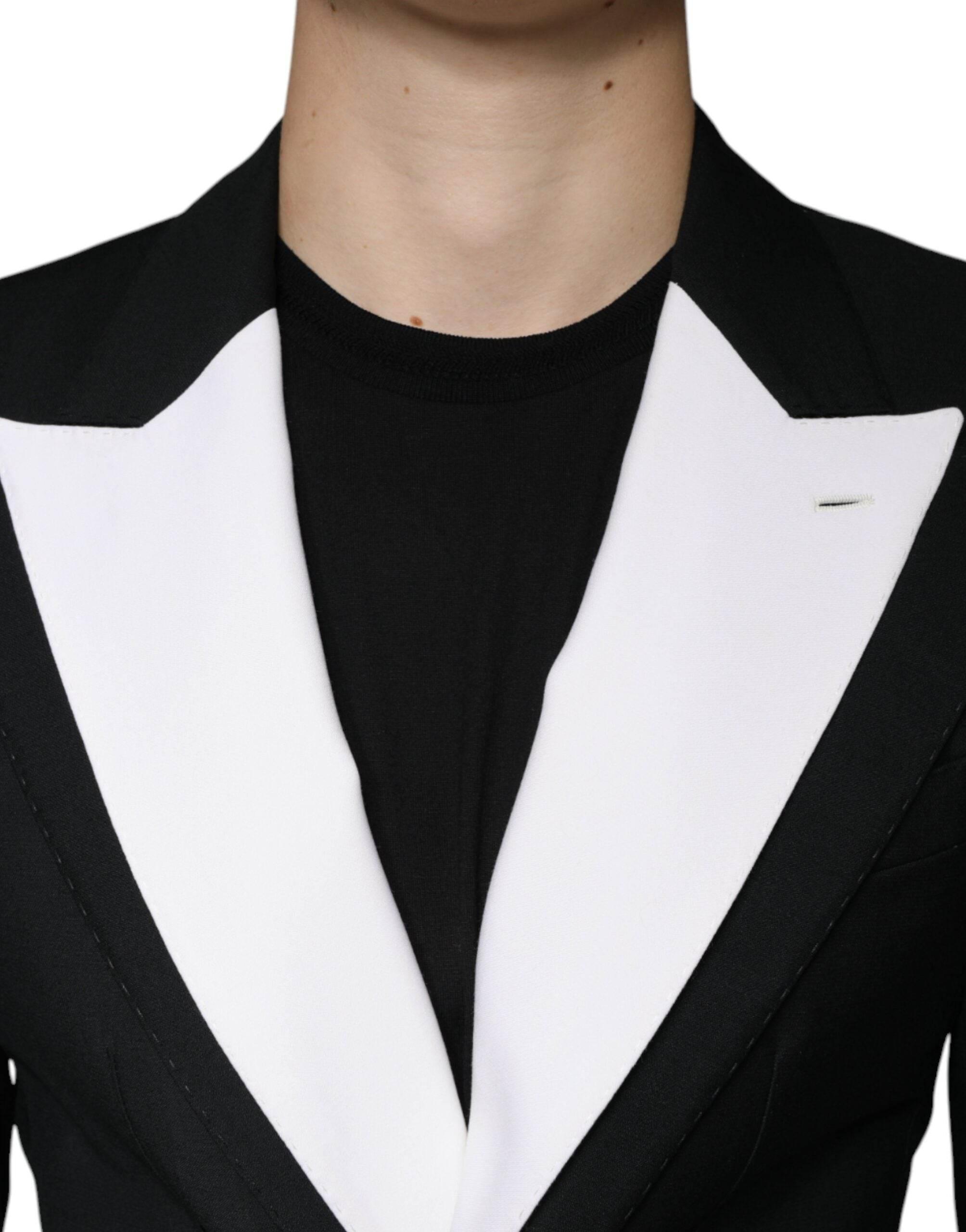 Dolce & Gabbana Black White Single Breasted Dress Blazer - Hilstor