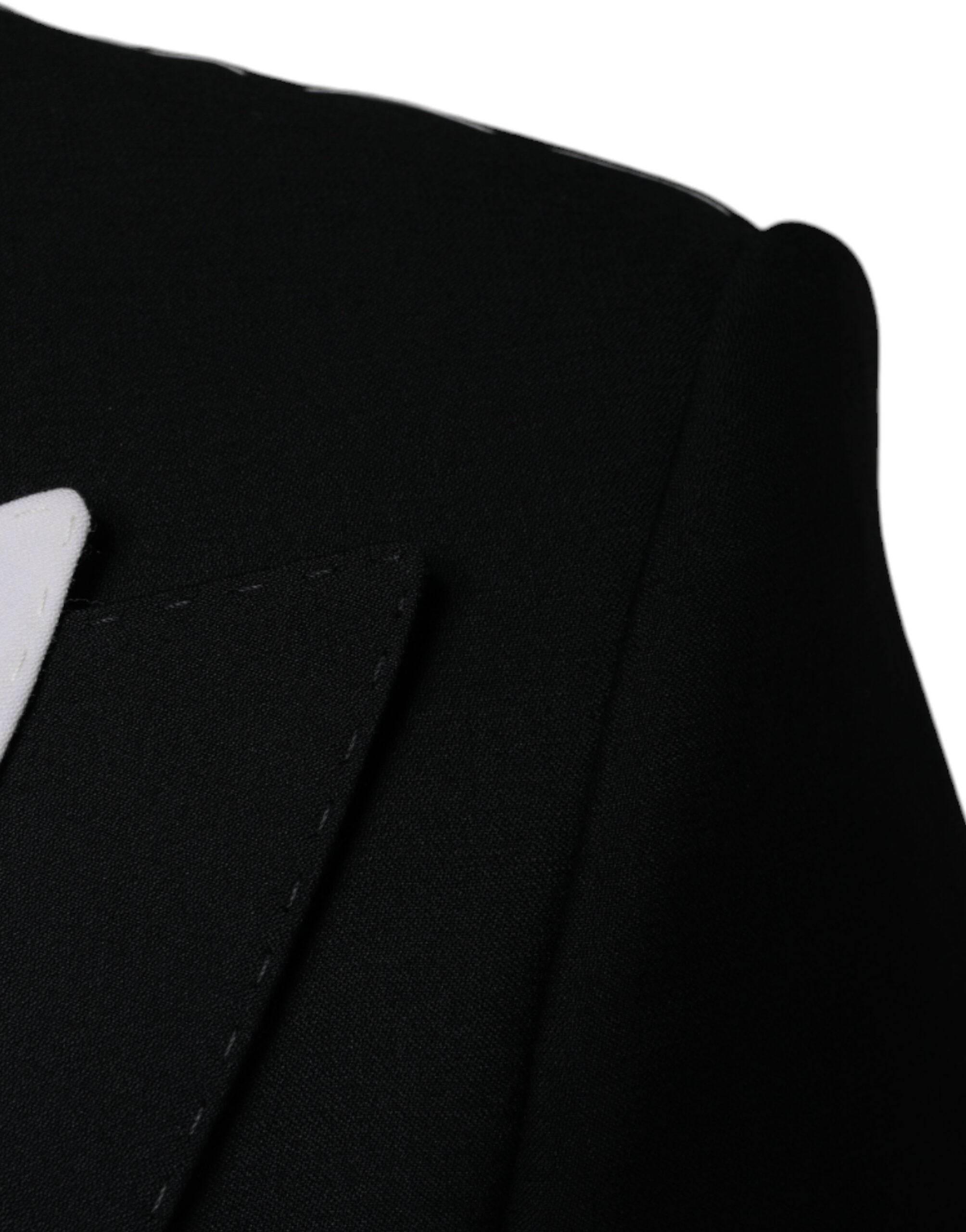 Dolce & Gabbana Black White Single Breasted Dress Blazer - Hilstor