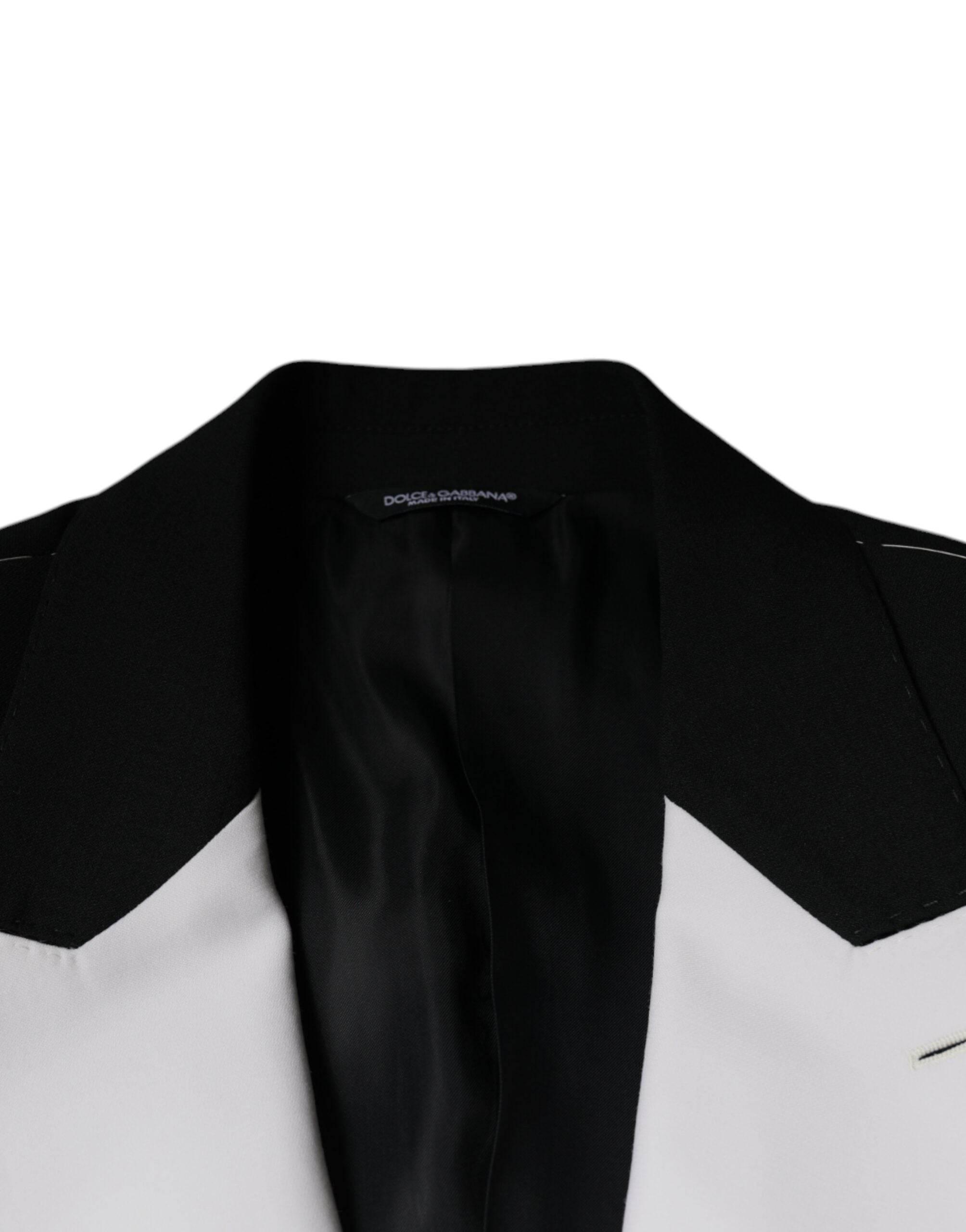 Dolce & Gabbana Black White Single Breasted Dress Blazer - Hilstor