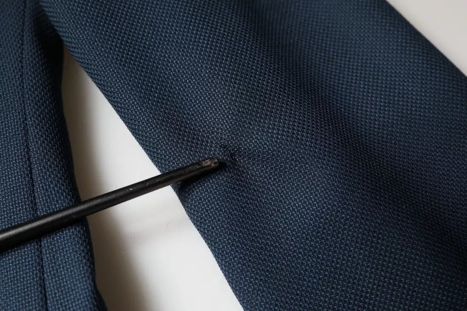 Dolce &amp; Gabbana Blue Wool Logo Single Breasted Coat Blazer