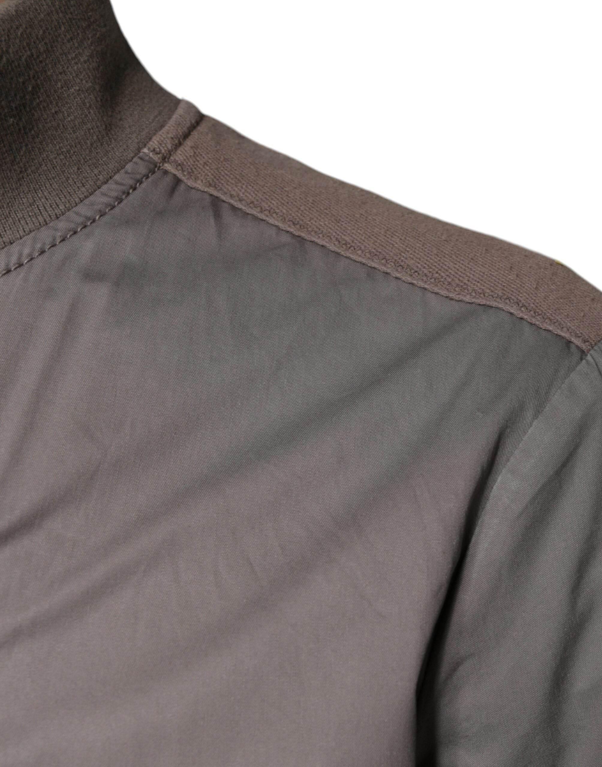 Armani Jeans Brown Cotton Full Zip Bomber Logo Jacket - Hilstor