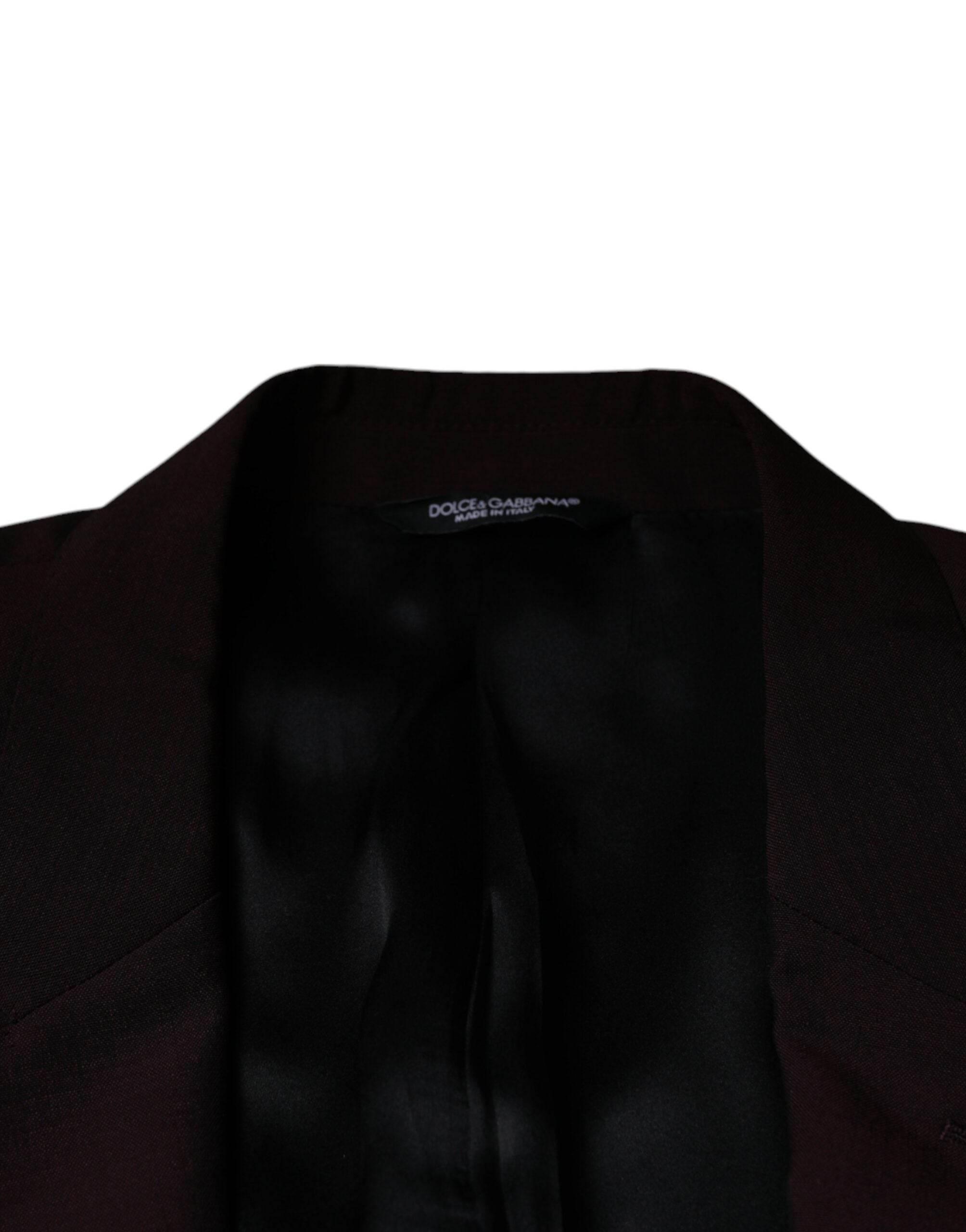 Dolce & Gabbana Bordeaux Wool Single Breasted Dress Blazer - Hilstor