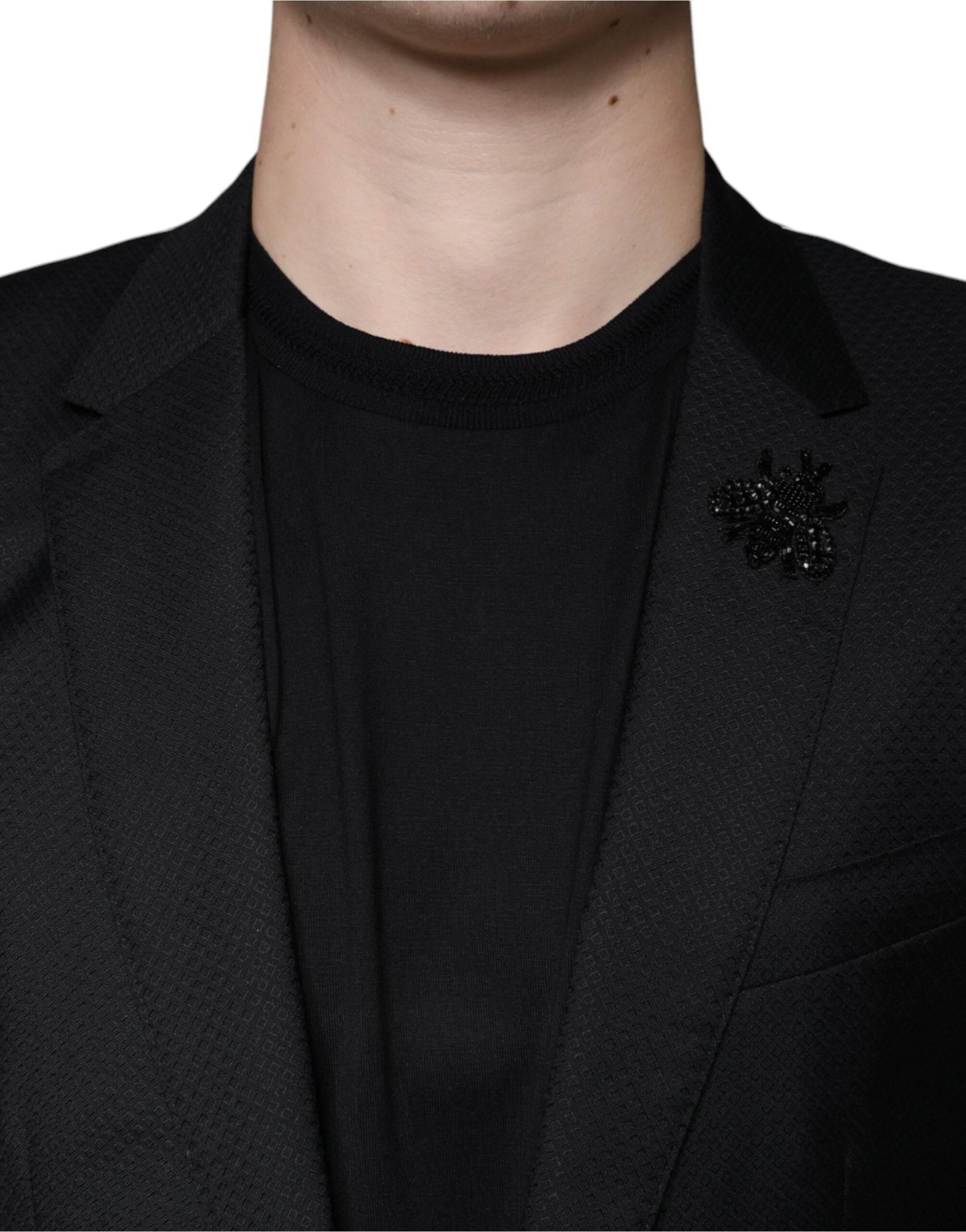 Dolce & Gabbana Black MARTINI Bee Single Breasted Blazer - Hilstor