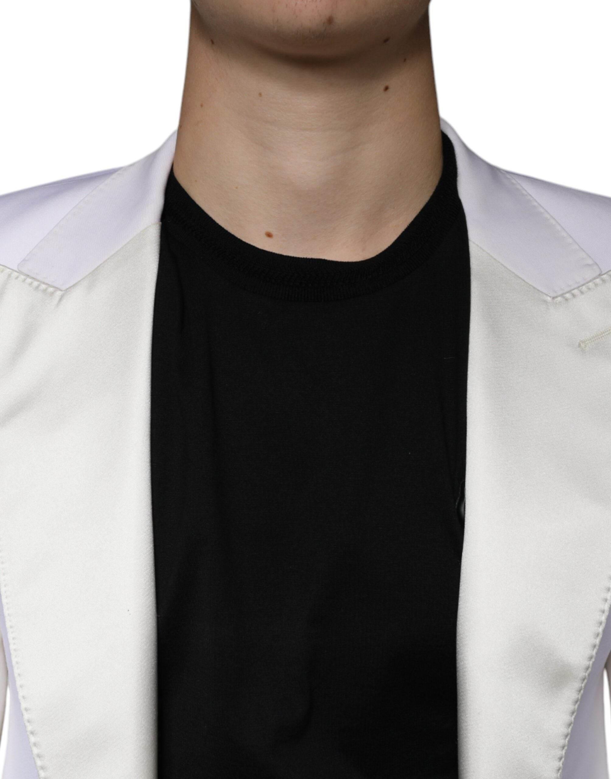 Dolce & Gabbana Off White Wool Single Breasted Dress Blazer - Hilstor