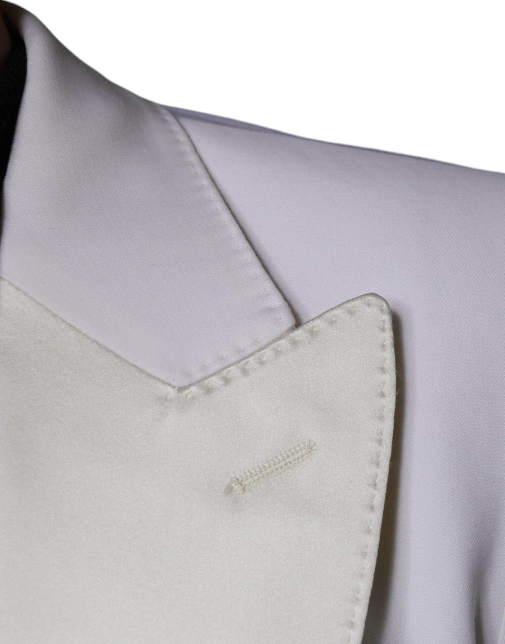 Dolce & Gabbana Off White Wool Single Breasted Dress Blazer - Hilstor