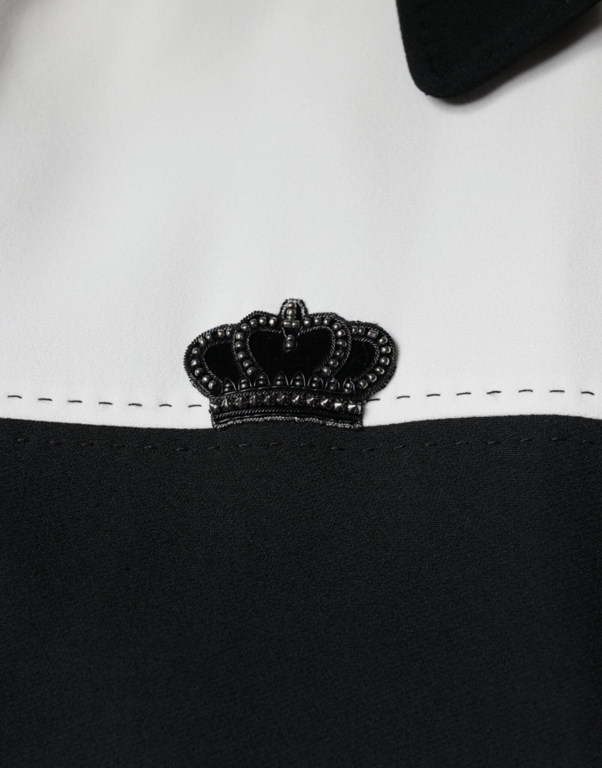 Dolce & Gabbana Black White DG Crown Full Zip Blouson Jacket - Hilstor