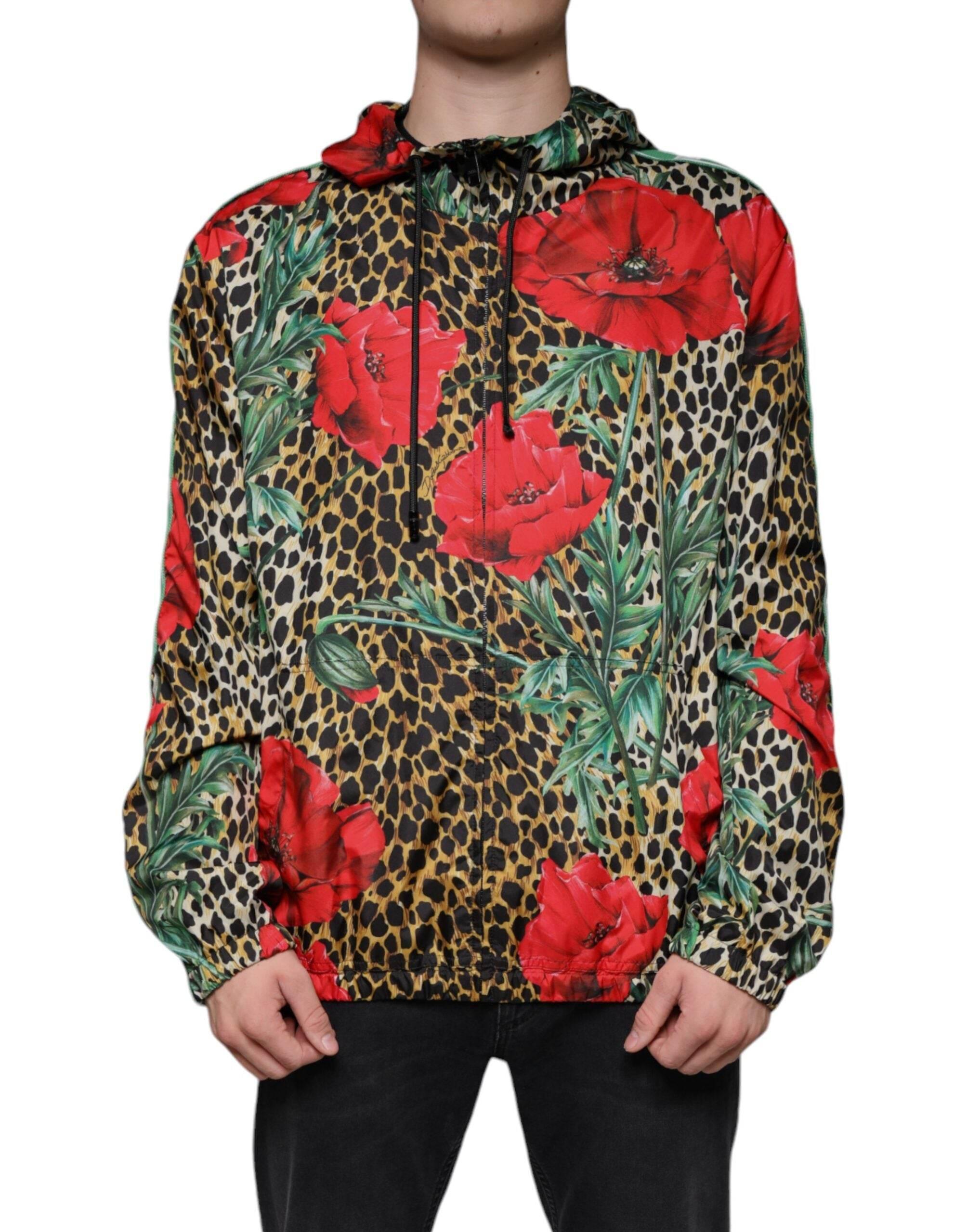 Dolce & Gabbana Multicolor Leopard Floral Hooded Jacket - Hilstor