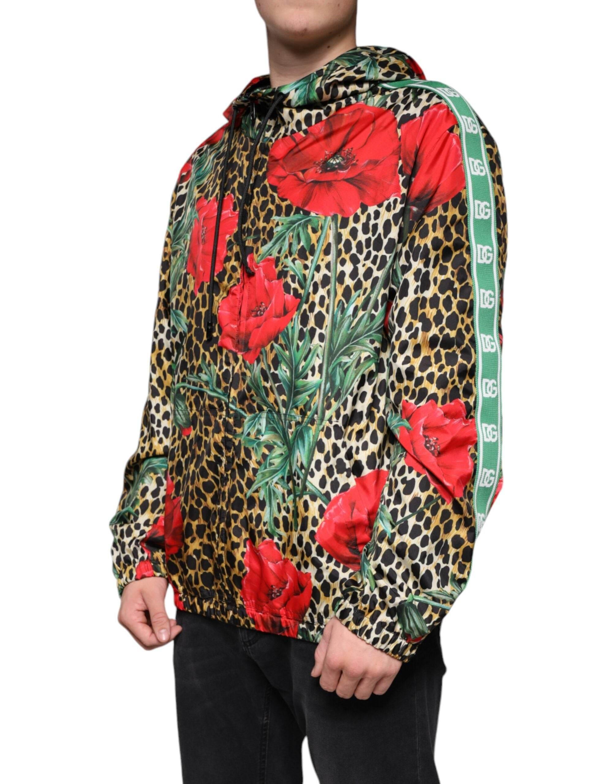 Dolce & Gabbana Multicolor Leopard Floral Hooded Jacket - Hilstor