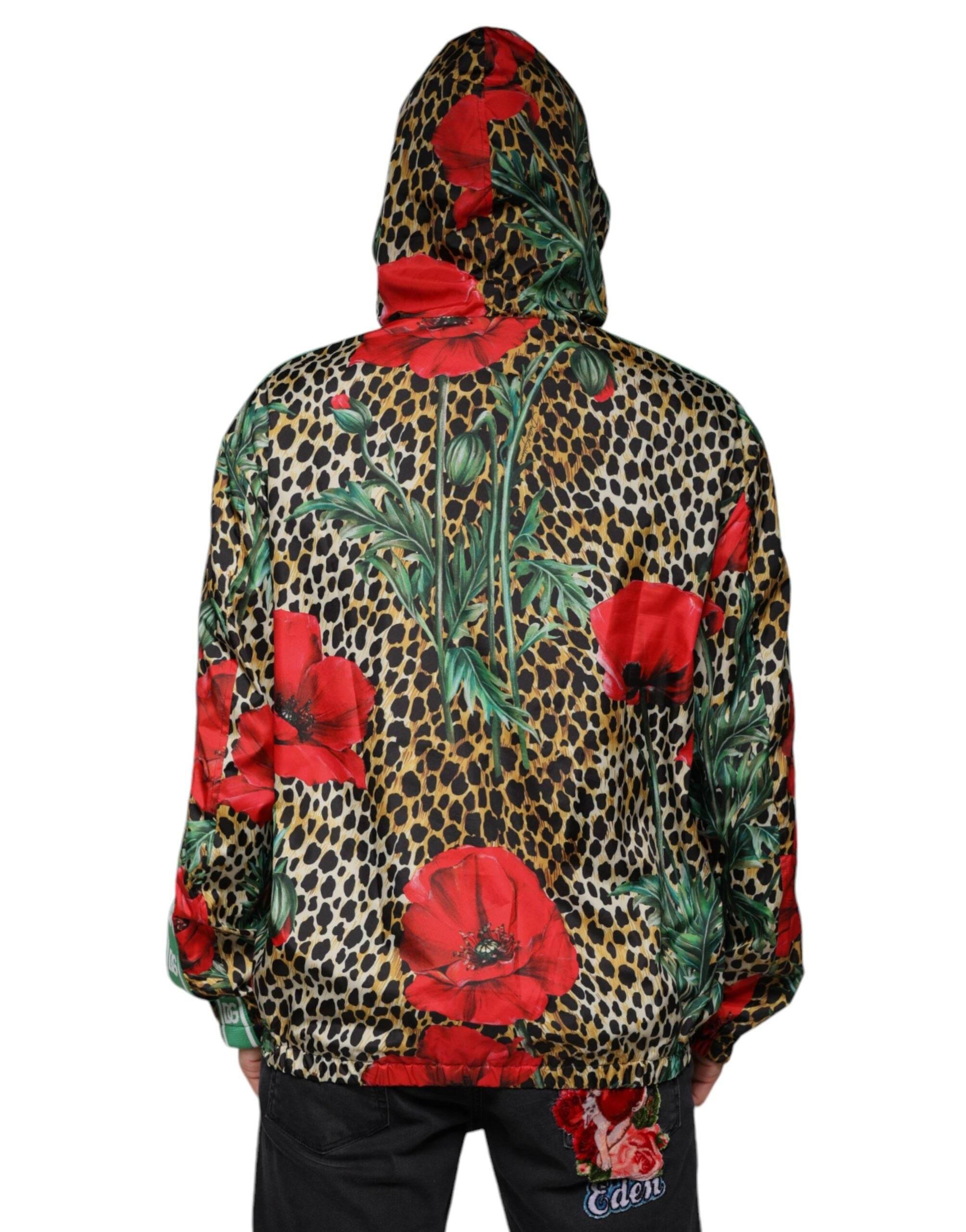 Dolce & Gabbana Multicolor Leopard Floral Hooded Jacket - Hilstor