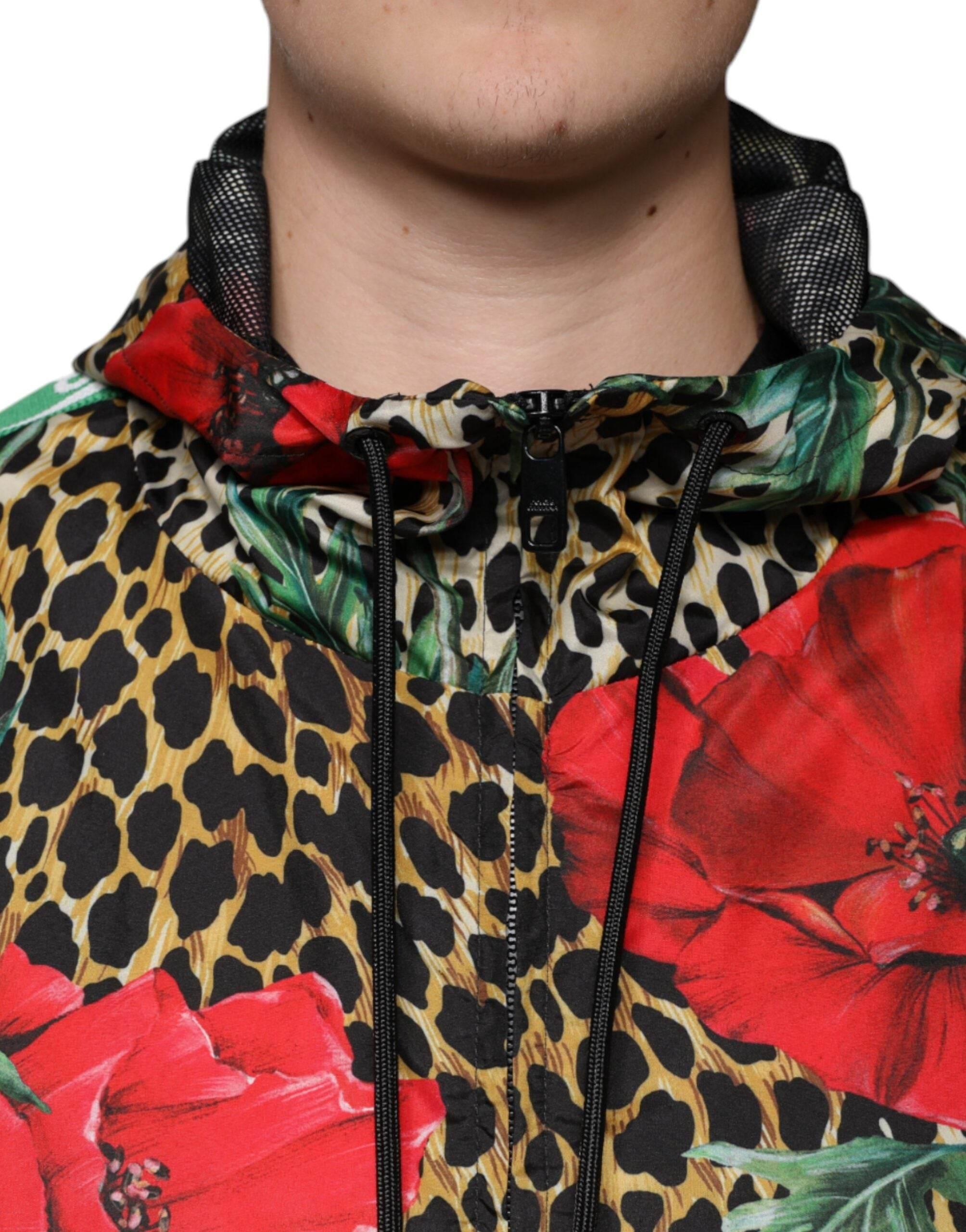 Dolce & Gabbana Multicolor Leopard Floral Hooded Jacket - Hilstor