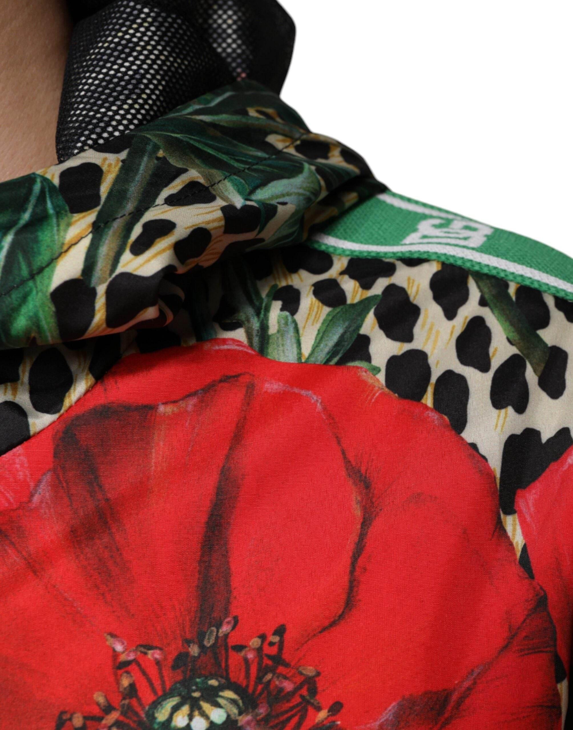 Dolce & Gabbana Multicolor Leopard Floral Hooded Jacket - Hilstor