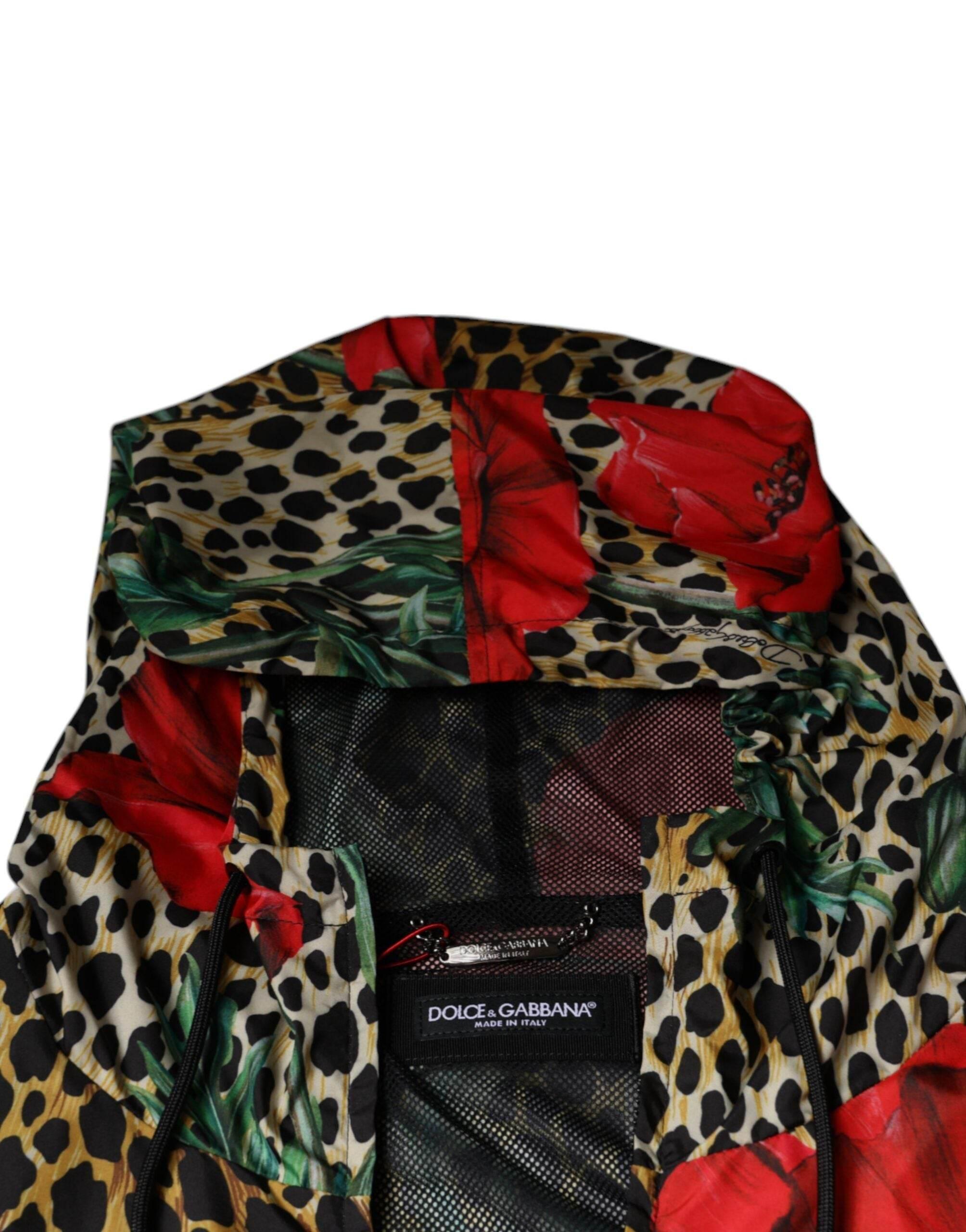 Dolce & Gabbana Multicolor Leopard Floral Hooded Jacket - Hilstor