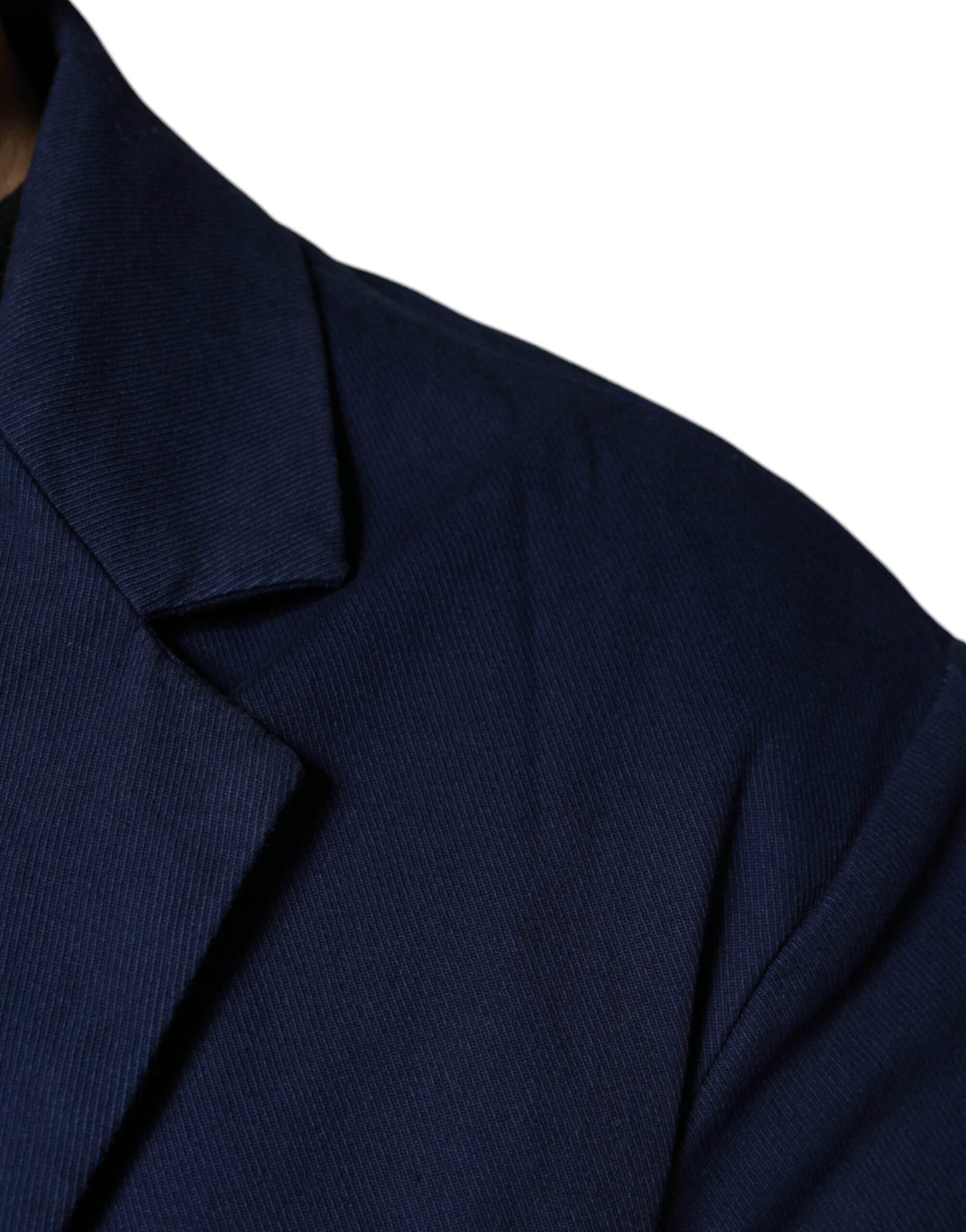 Dolce & Gabbana Blue Notch Single Breasted Dress Coat Blazer - Hilstor