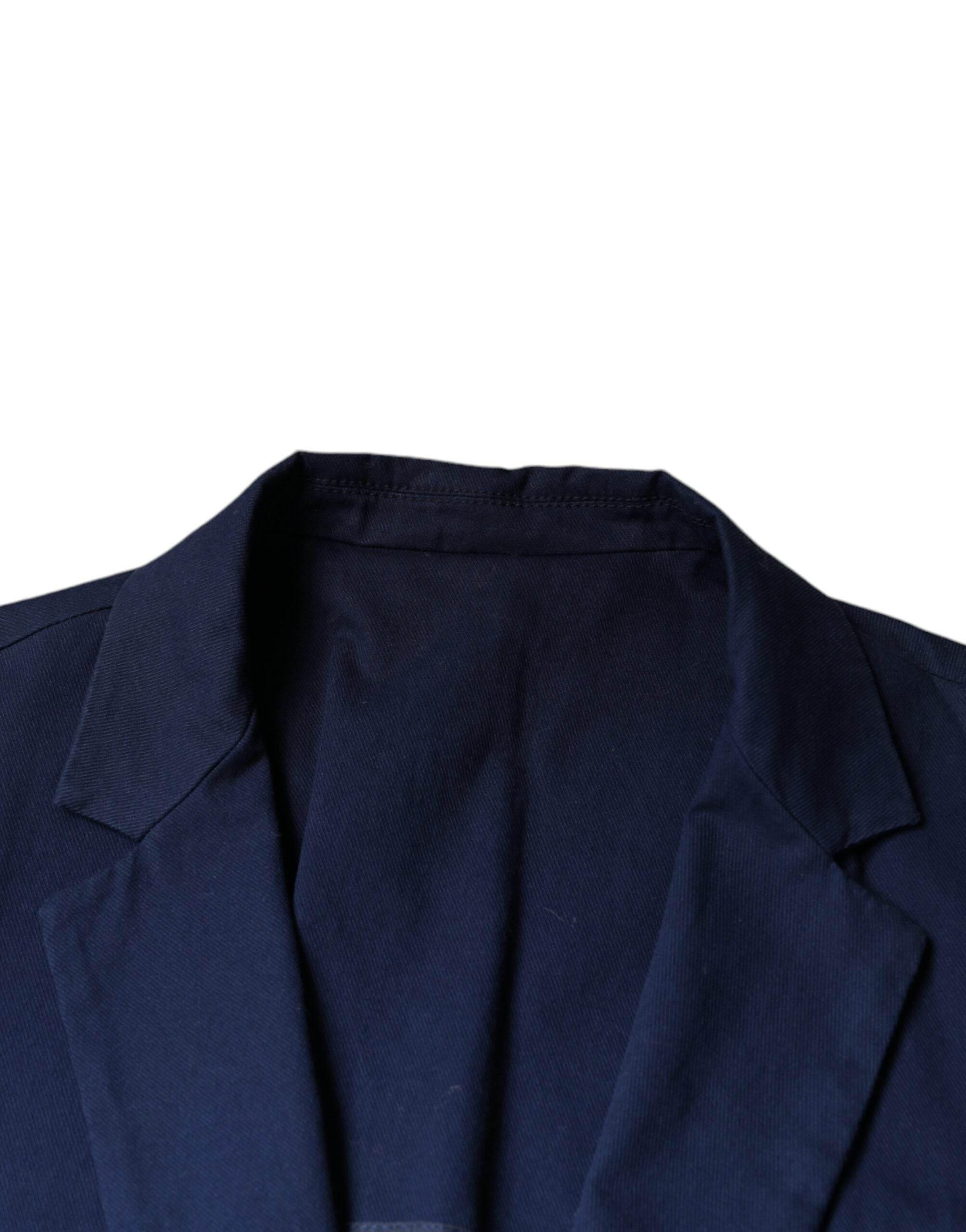 Dolce & Gabbana Blue Notch Single Breasted Dress Coat Blazer - Hilstor