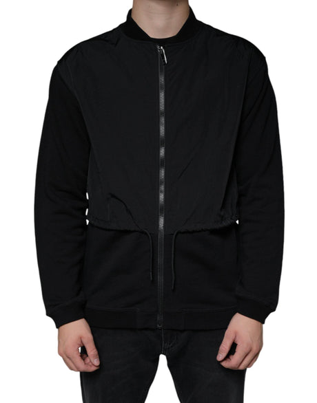 MSGM Black Cotton Full Zip Bomber Long Sleeves Jacket - Hilstor