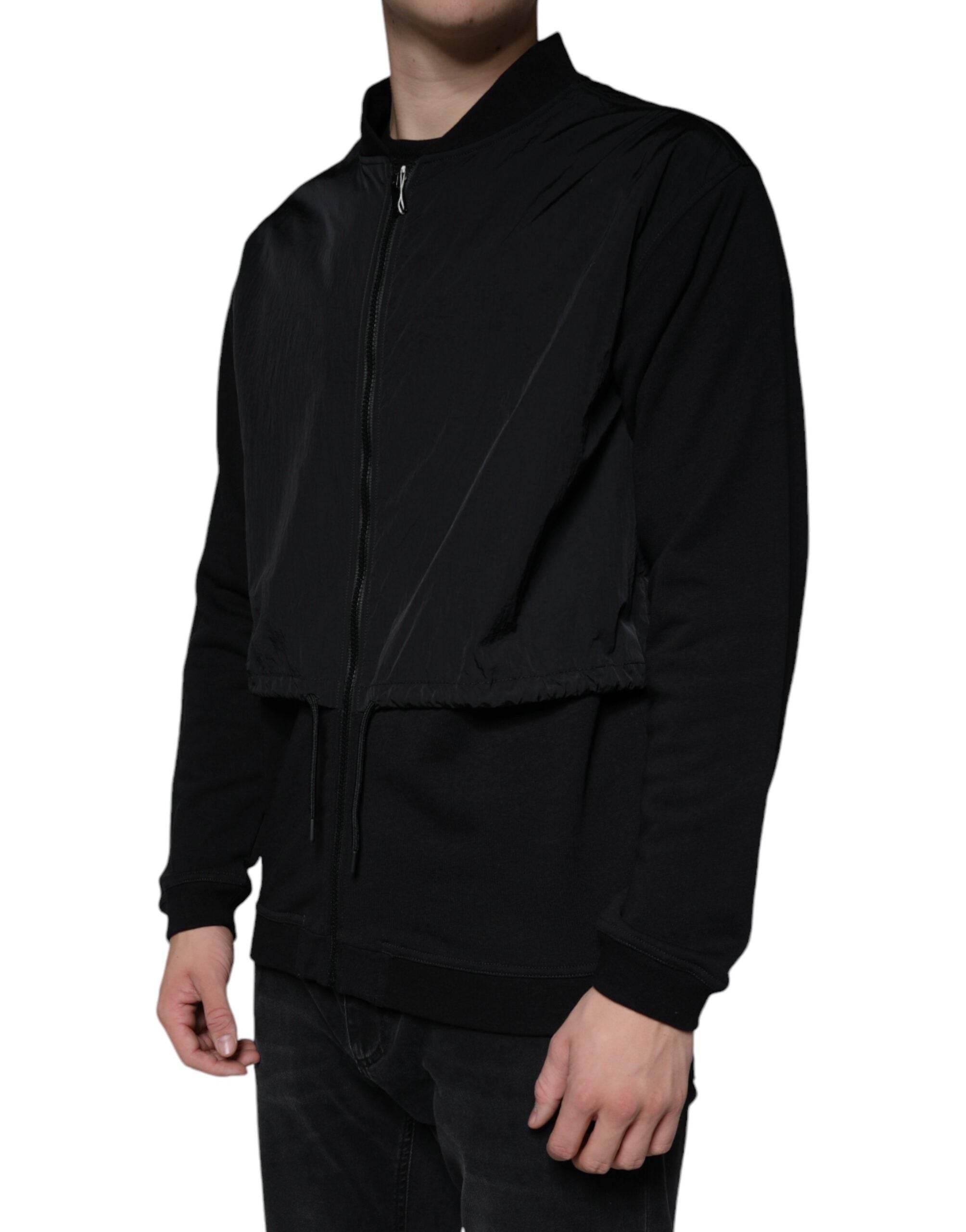MSGM Black Cotton Full Zip Bomber Long Sleeves Jacket - Hilstor