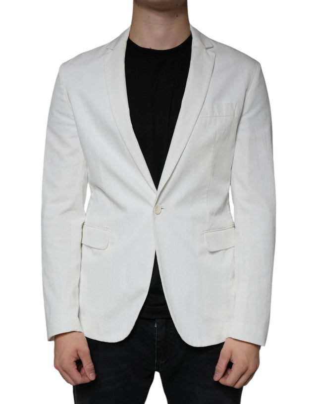 Dondup White Single Breasted One Button Dress Formal Blazer - Hilstor