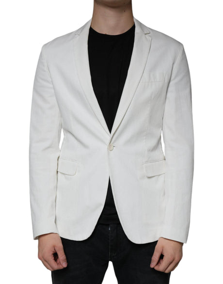 Dondup White Single Breasted One Button Dress Formal Blazer - Hilstor